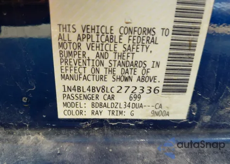 2020 Nissan Altima S Fwd from USA, damaged, VIN 1N4BL4BV8LC272336